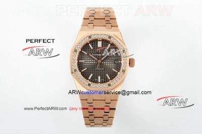 IPF Replica Audemars Piguet Royal Oak 37 Rose Gold Grey Dial Diamond Bezel